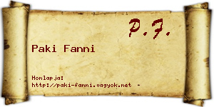 Paki Fanni névjegykártya